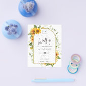 BUDGET Zonnebloemen Trouw Uitnodiging QR Code RSVP Flyer (Enkel)