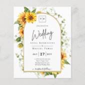 BUDGET Zonnebloemen Trouw Uitnodiging QR Code RSVP Flyer (Voorkant)