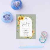 BUDGET Zonnebloemen Trouw Uitnodiging QR Code RSVP Flyer (Enkel)