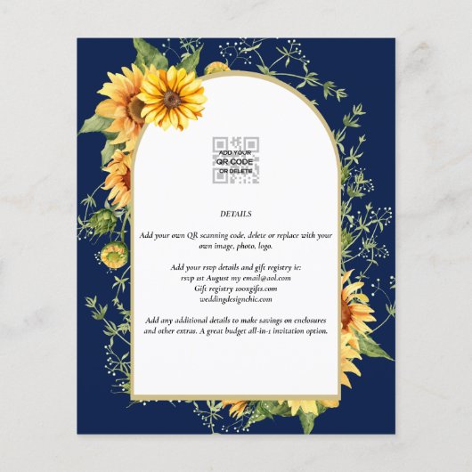 BUDGET Zonnebloemen Weduwen Nodig QR-code RSVP uit Flyer (Achterkant)