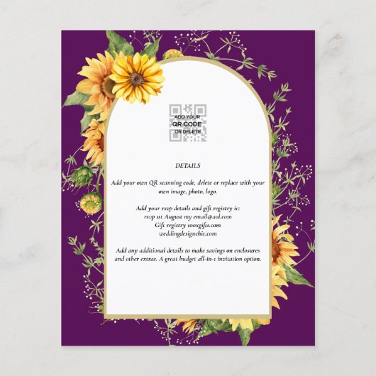 BUDGET Zonnebloemen Weduwen Nodig QR-code RSVP uit Flyer (Achterkant)