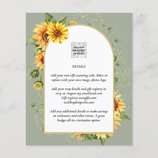 BUDGET Zonnebloemen Weduwen Nodig QR-code RSVP uit Flyer (Achterkant)