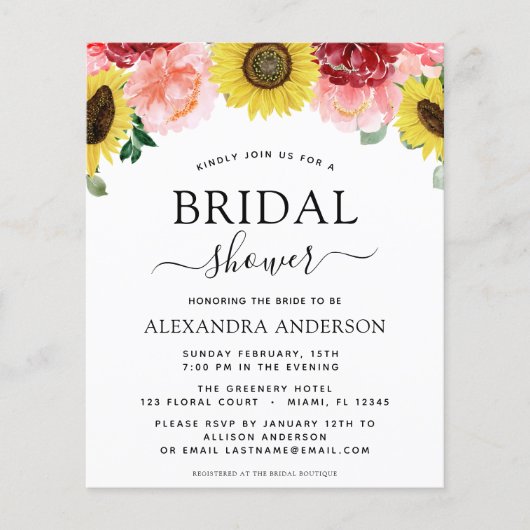 Budget zonnebloempitten Vrijgezellenfeest Floral Flyer (Voorkant)