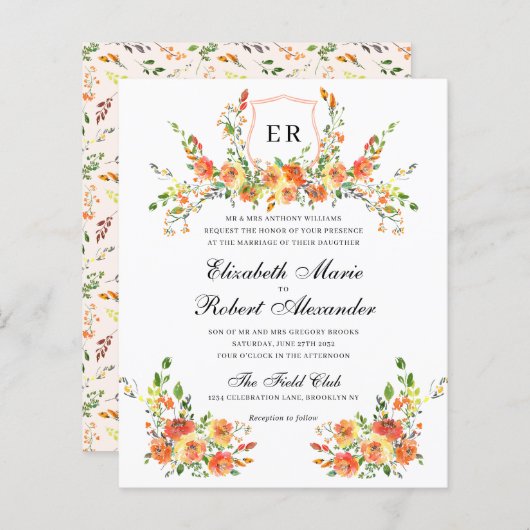 BUDGET Zonsondergang Bloom Monogram Bloemkam Huwel (Voorkant / Achterkant)