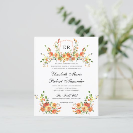 BUDGET Zonsondergang Bloom Monogram Bloemkam Huwel (Staand voorkant)