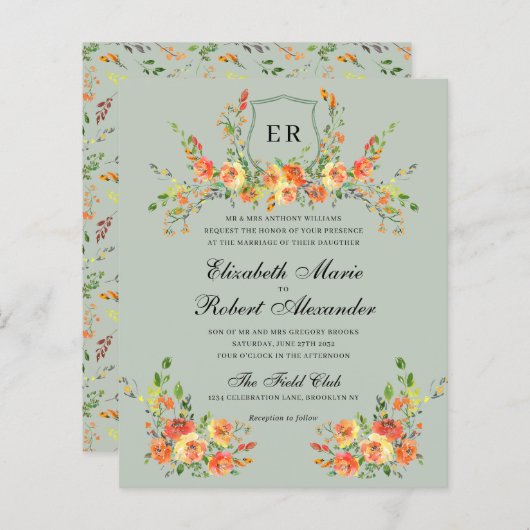 BUDGET Zonsondergang Bloom Monogram Groene Kreeft  (Voorkant / Achterkant)