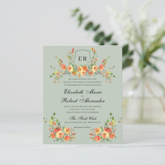 BUDGET Zonsondergang Bloom Monogram Groene Kreeft (Staand voorkant)