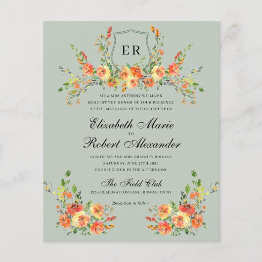 BUDGET Zonsondergang Bloom Monogram Groene Kreeft  (Voorkant)