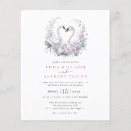 Budget zwaan paar bruiloft uitnodiging