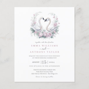 Budget zwaan paar bruiloft uitnodiging