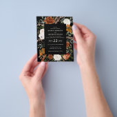 Budget zwart bloemendetail trouwkaart uitnodiging flyer (Hand)