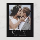 Budget Zwart Bruiloft Dank u Kaart (Voorkant)