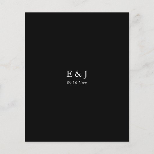 Budget Zwart Bruiloft Modern Chique Minimalistisch (Achterkant)