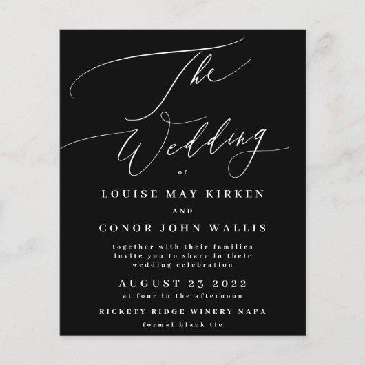 Budget zwart De details van het huwelijk op rug Flyer (Voorkant)