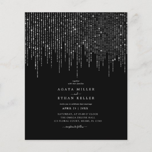 Budget zwart | Elegant Glittering Wedding Flyer (Voorkant)