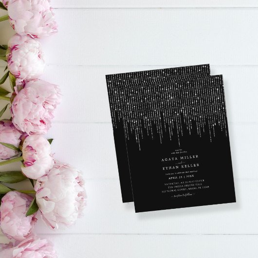 Budget zwart | Elegant Glittering Wedding Flyer