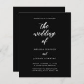 Budget Zwart Elegant Script bruiloft uitnodiging (Voorkant / Achterkant)