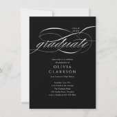 Budget Zwart Elegant Script Photo Graduation Party Kaart (Voorkant)