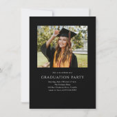 Budget Zwart Elegant Script Photo Graduation Party Kaart (Achterkant)