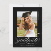 Budget Zwart Elegant Script Photo Graduation Party Kaart (Voorkant)