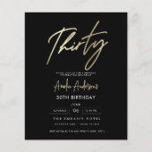 Budget Zwart en Goud Script 30e verjaardag (Voorkant)