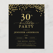 Budget zwart en goud script 30ste verjaardag (Voorkant)