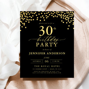 Budget zwart en goud script 30ste verjaardag flyer