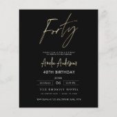 Budget Zwart en Goud Script 40e verjaardag (Voorkant)