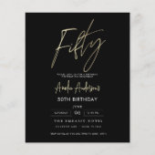 Budget Zwart en Goud Script 50e verjaardag Flyer (Voorkant)
