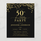 Budget zwart en goud script 50ste verjaardag flyer (Voorkant)