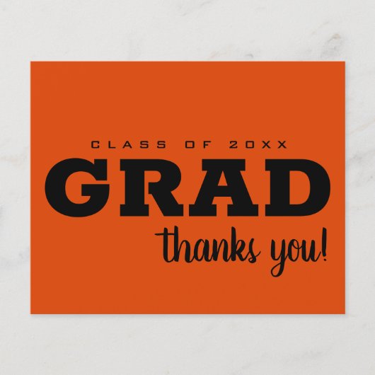 Budget Zwart en Sinaasappel Bedankt Opmerking (Voorkant)