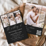 Budget Zwart Foto QR code Bruiloft Uitnodiging Flyer<br><div class="desc">Budget Zwart De bruiloft van moderne elegante QR-code,  vier (4) fotocollage en grote datum minimalistische bruiloft uitnodiging. De huwelijksuitnodigingskaarten bevatten een moderne typografie die elegant,  eenvoudig en modern zijn om te gebruiken na u minimalistische eenvoudige huwelijksdag viering.</div>