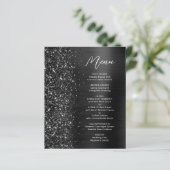 Budget Zwart Glam Glitter Bruiloftsmenu (Staand voorkant)