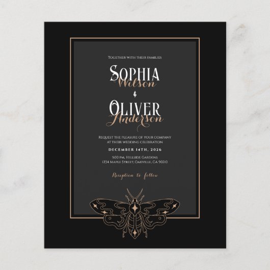 Budget Zwart Gotische Foto QR code bruiloft Uitnod (Voorkant)