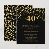 Budget Zwart Goud 40e Verjaardag Mannen Modern Inv (Voorkant / Achterkant)
