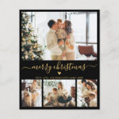 Budget Zwart Goud 4 Foto Collage Kerst Kaart (Voorkant)