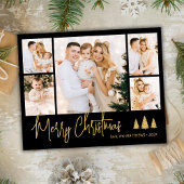 Budget Zwart Goud 5 Fotocollage Kerst Kaart