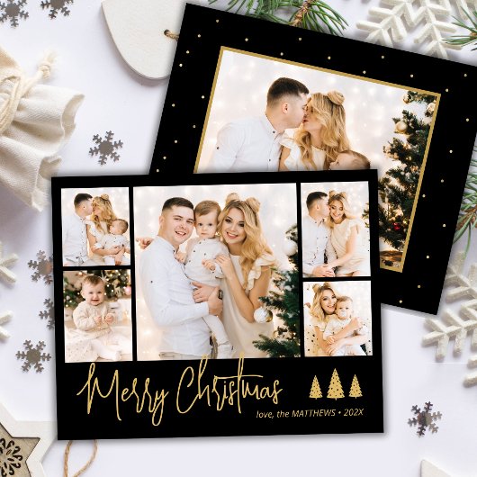 Budget Zwart Goud 5 Fotocollage Kerst Kaart