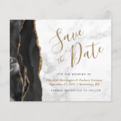 Budget Zwart Goud Agaat Grijs Marmer Save the Date (Voorkant)
