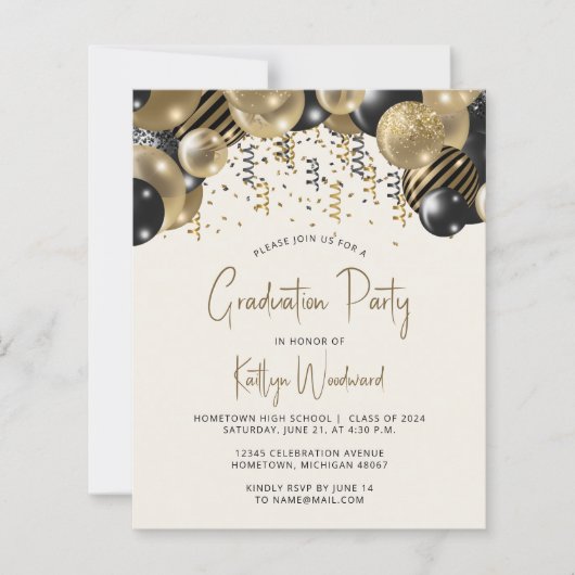 Budget Zwart Goud Ballon Arch Graduation Party (Voorkant)