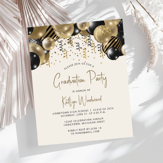 Budget Zwart Goud Ballon Arch Graduation Party