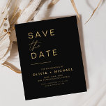 Budget zwart goud bespaart de datum legant flyer<br><div class="desc">Budget Wedding Elegant Black en Gold Save the Date Cards. Sparen de kaarten van de Datum bevatten een moderne hand geschreven kromme manuscripttypografie die elegant,  eenvoudig en modern zijn om na u minimalistische eenvoudige trouwdag te gebruiken viering.</div>