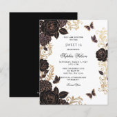 Budget Zwart Goud Bloem Butterfly Sweet 16 (Voorkant / Achterkant)