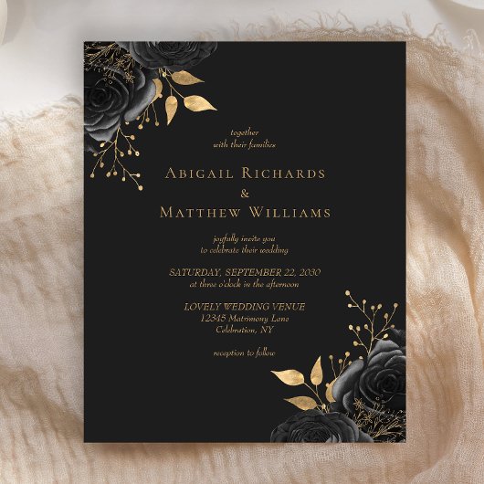 Budget Zwart Goud Bloemen Donkere bruiloft