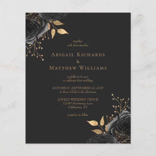 Budget Zwart Goud Bloemen Donkere bruiloft (Voorkant)