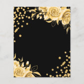 Budget Zwart Goud Bloemen Glitter 30e Verjaardag Flyer (Achterkant)