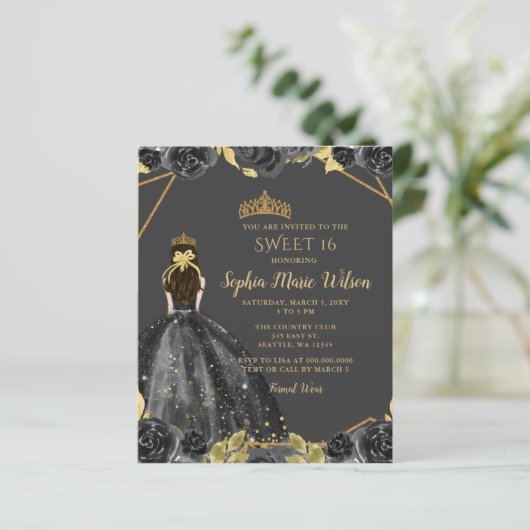 Budget Zwart Goud Bloemen Prinses ZOET 16 (Staand voorkant)