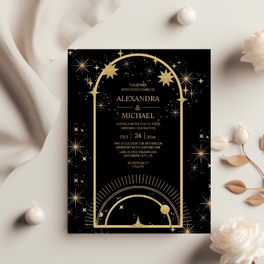 Budget Zwart Goud Celestial Stars Bruiloft 