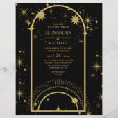 Budget Zwart Goud Celestial Stars Bruiloft Flyer (Voorkant)
