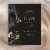 Budget Zwart Goud Donkere Bloemen Save the Date